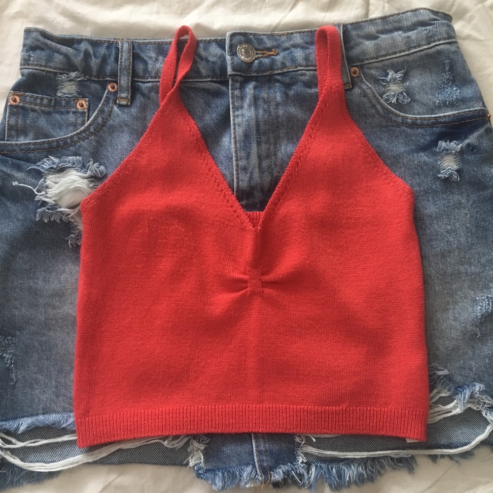 Coral/Salmon Crop Top